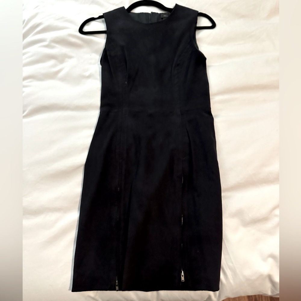 Theory Navy Suede Dress With Front Zipper - Size 0 - image 1